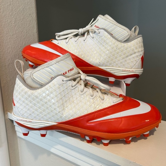 Nike Lunar Super Bad Pro TD Football Cleats Orange White 511334 116 Mens Size 13 - Picture 1 of 11